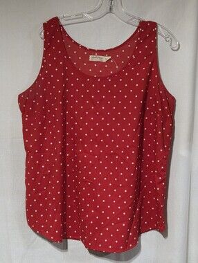 Faded Glory Red Tank Top with White Polka Dots